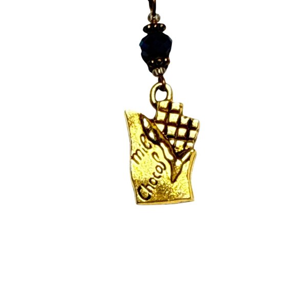 Minnesota Gold Tone Chocolate Charm Pendant Necklace with Black Bead Accent - Picture 5 of 6